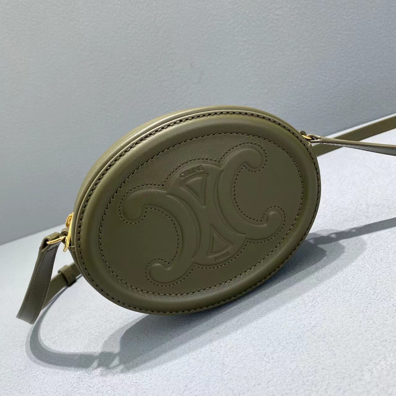 Top Quality Crossbody Oval Purse Cuir Triomphe Green Crossbody Bag 6In16Cm 5177