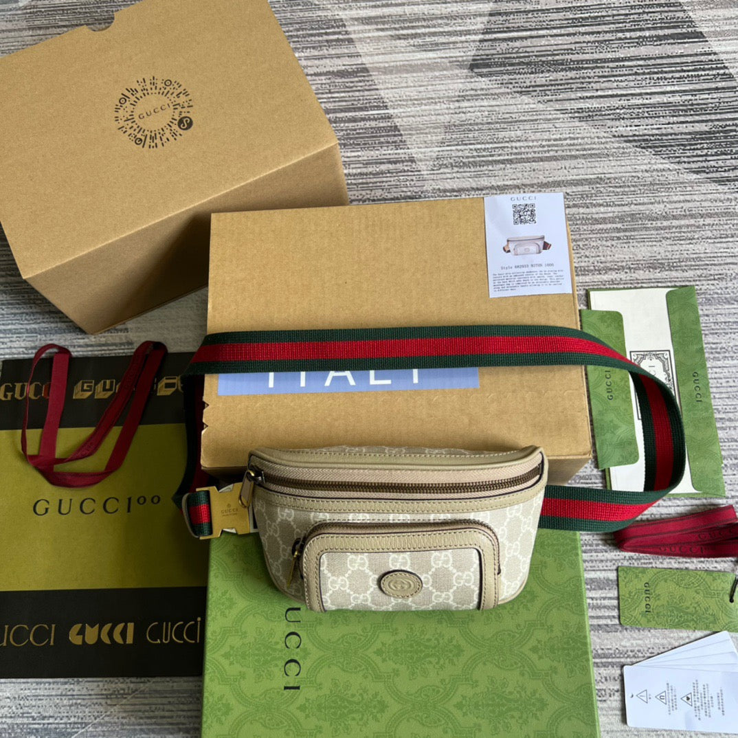 gg Belt Interlocking G gg Canvas White Beige Accessory