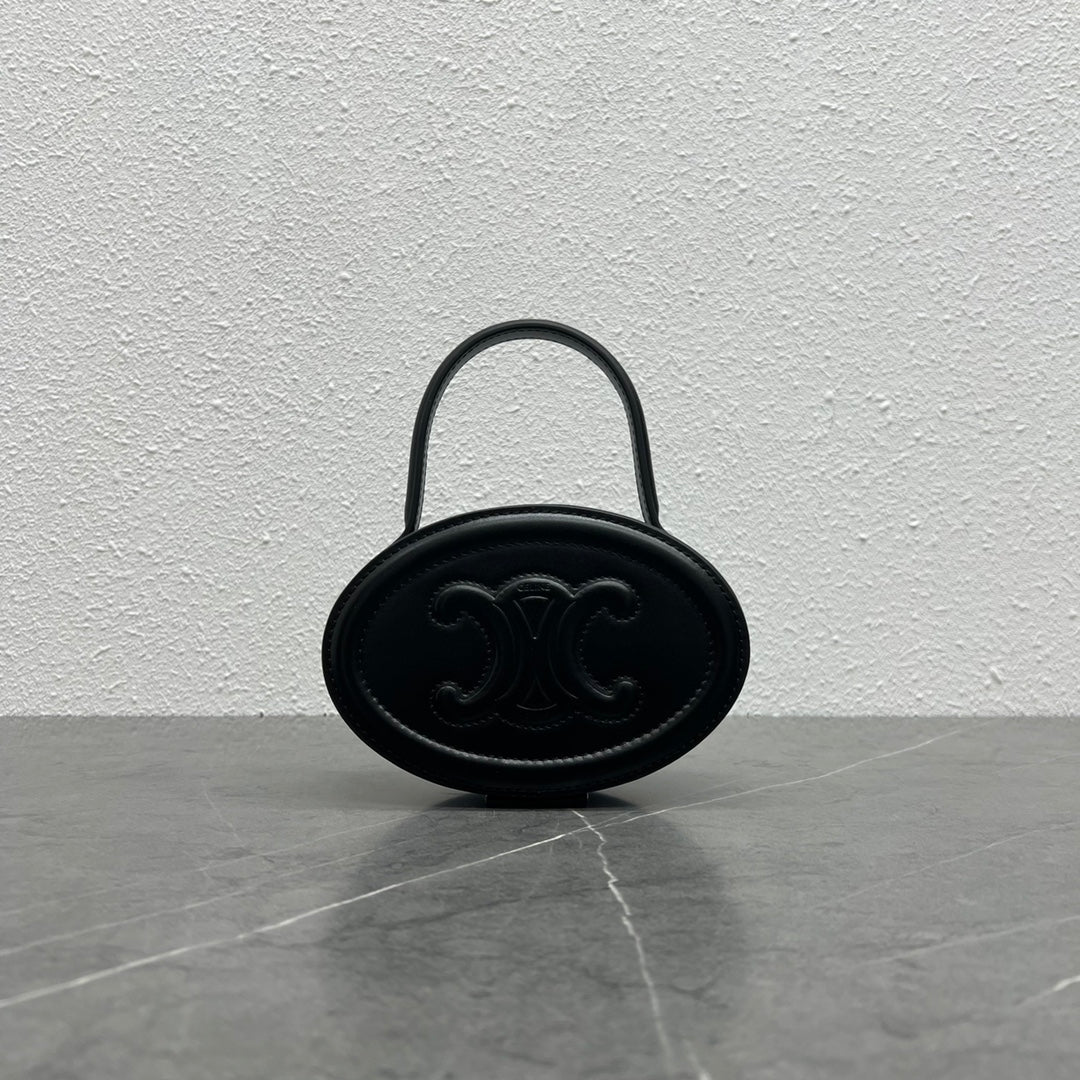 Top Quality Oval Minautop Qualityere Cuir Triomphe Black Travel Bag