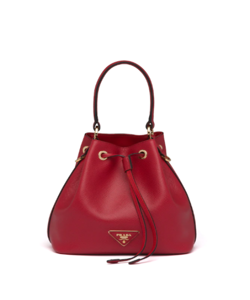 Prada Prada Saffiano Leather Bucket Bag Red