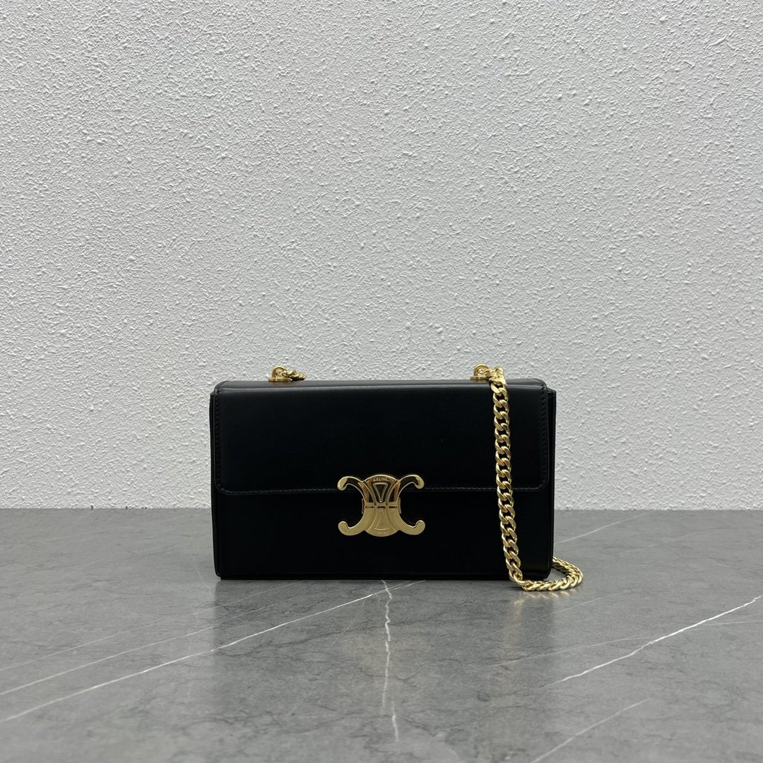Top Quality Box Triomphe Bag For Women Black Chain Travel Bag