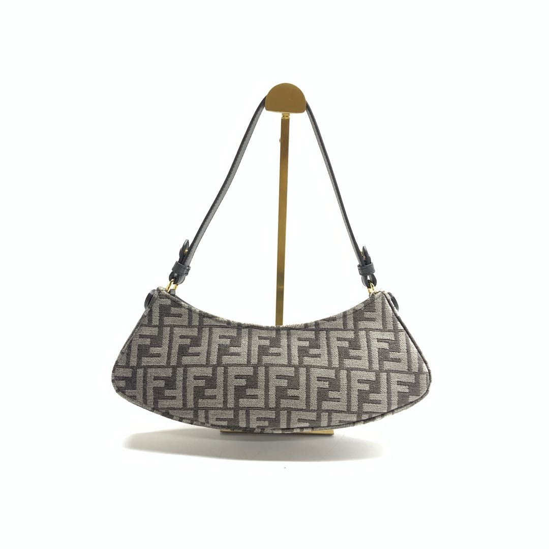 Fendi Lock Swing Ff Chenille Shoulder Bag Logo