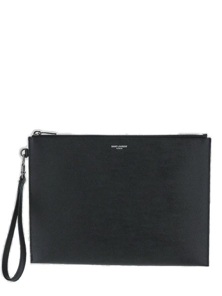 YSL Saint Laurent Saint Laurent Trending Men Ipad Holder In Leather Black Travel Bag