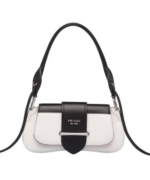 Prada Sidonie Shoulder Bag Leather Black White