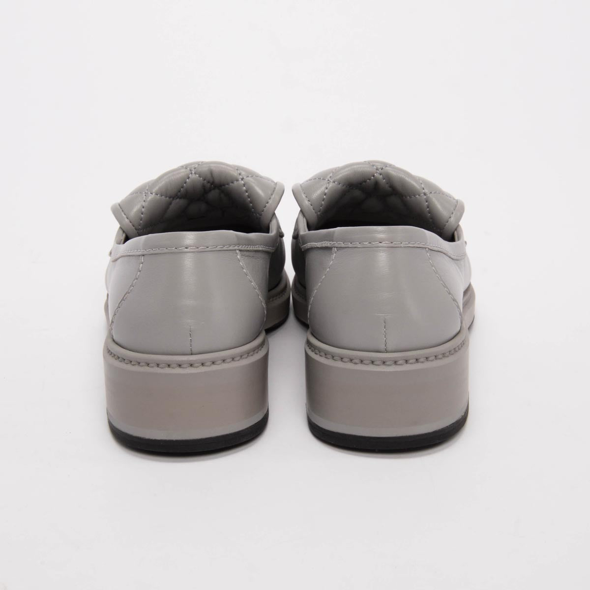 Chanel Grey Lambskin CC Turnlock Loafers 37.5 for Women
