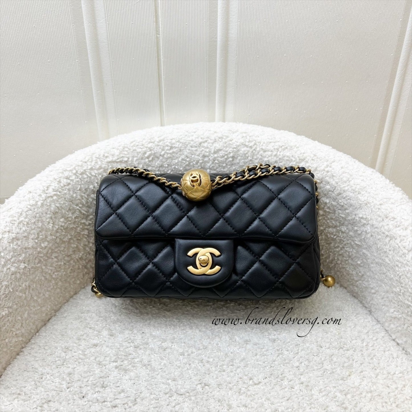 Chanel Pearl Crush Mini Rectangular Flap In Black Lambskin And Aghw (model: AS1787) Bag 3