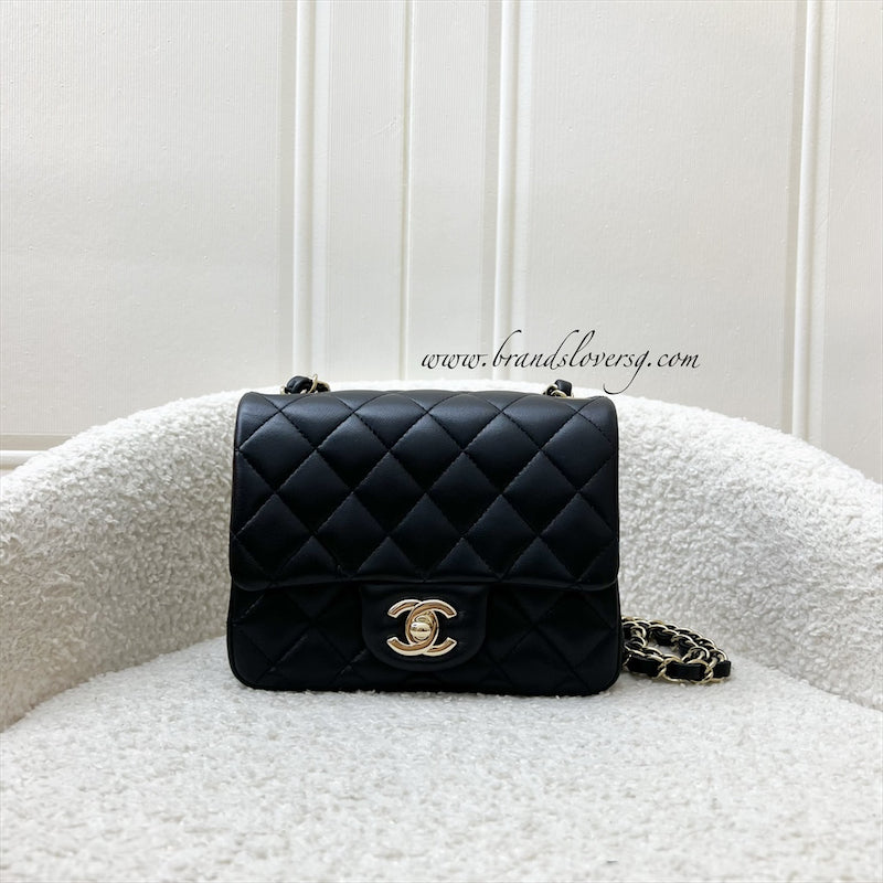 Chanel Classic Square Mini Flap in Black Lambskin and Lghw ( ) Handbag