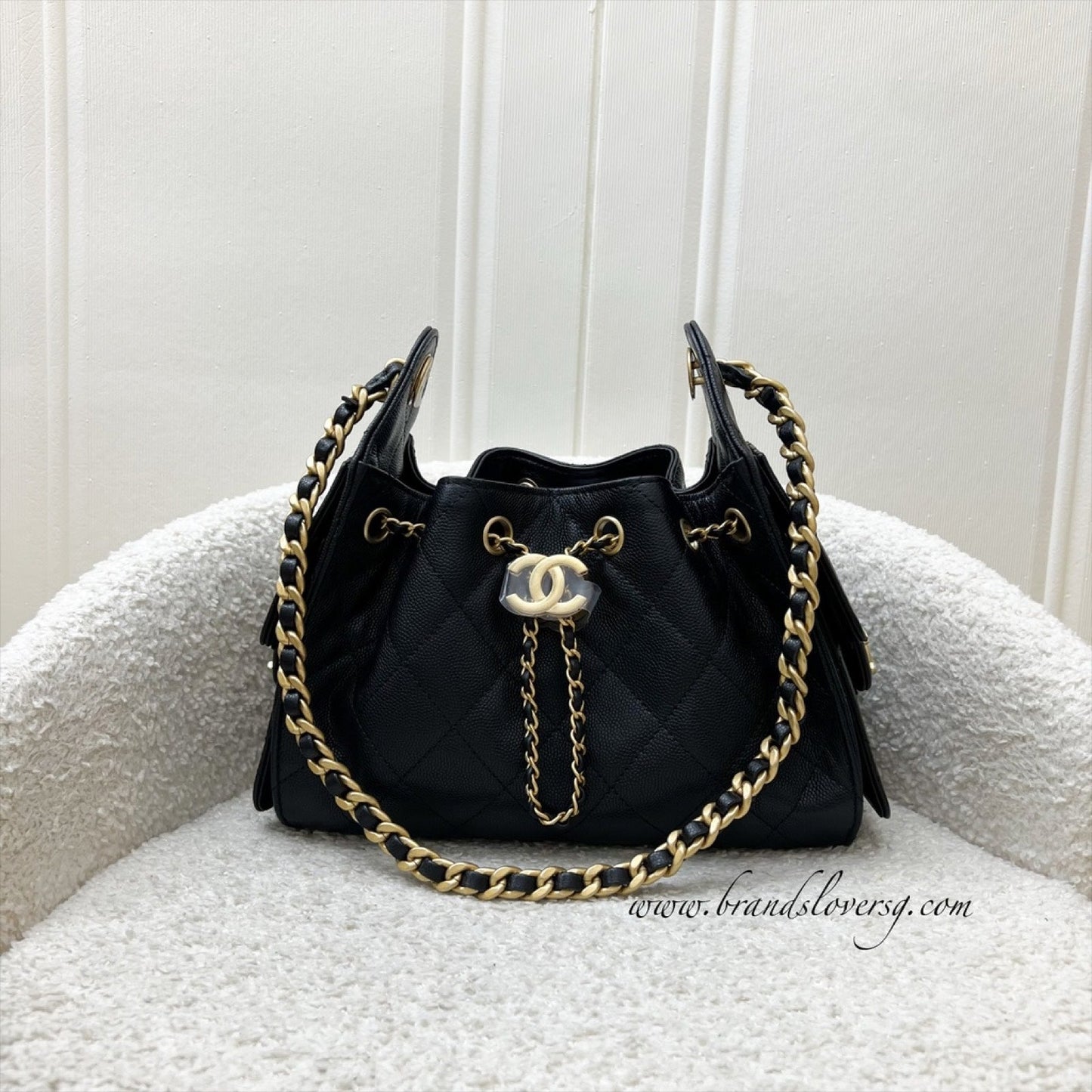 Chanel 25 Mini Hobo Bag in Black Caviar and AGHW (Model: AS5631)