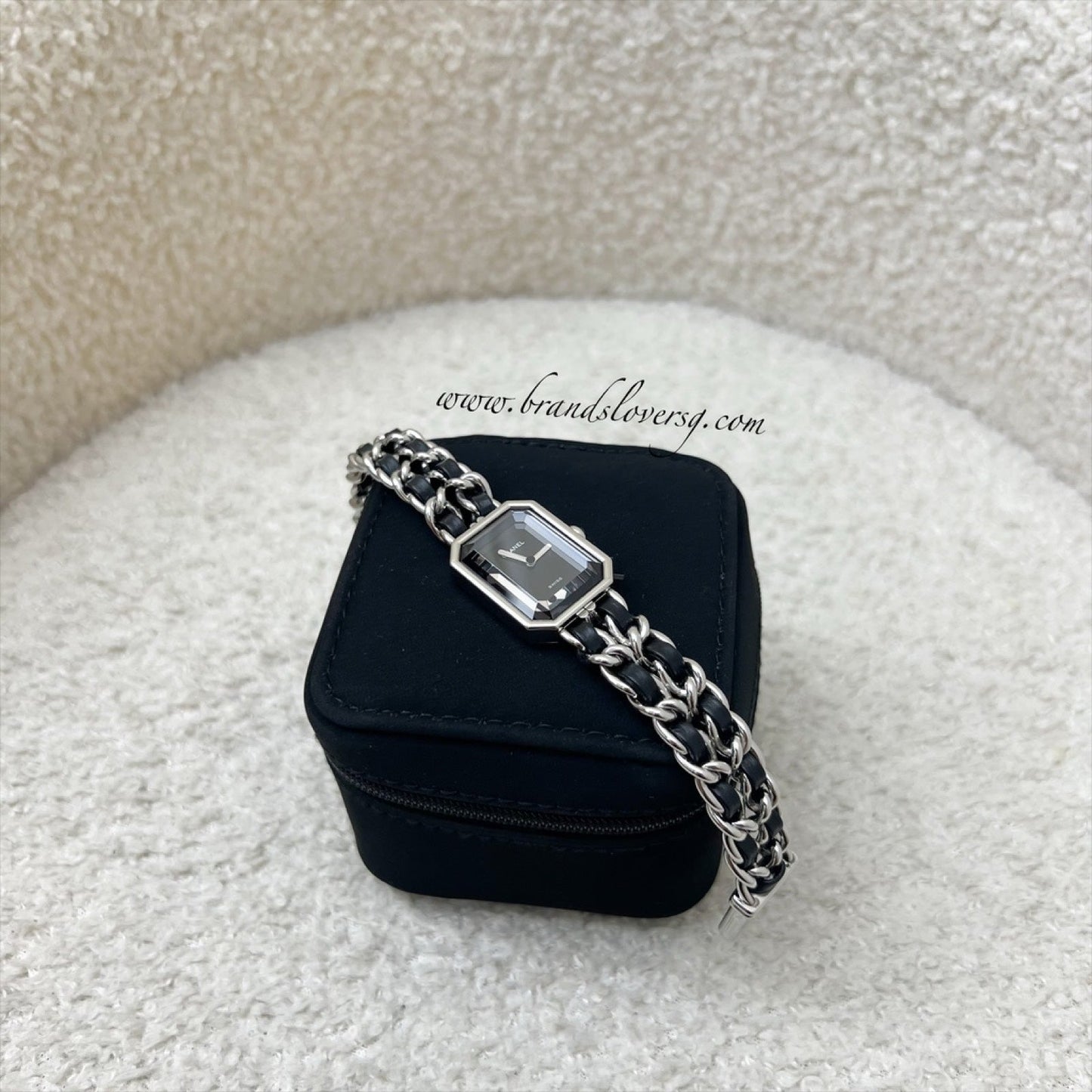 Chanel [Serviced For $965 In Jan ] Premiere Watch In Silver Tone Steel Hardware And Black Leather Size L Bag