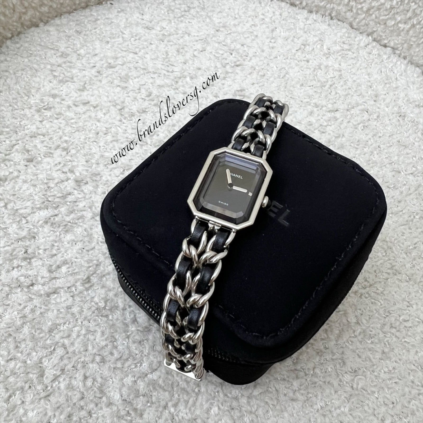Chanel Premiere Watch in Silver Tone Steel Hardware and Black Leather Size M ( ) Handbag