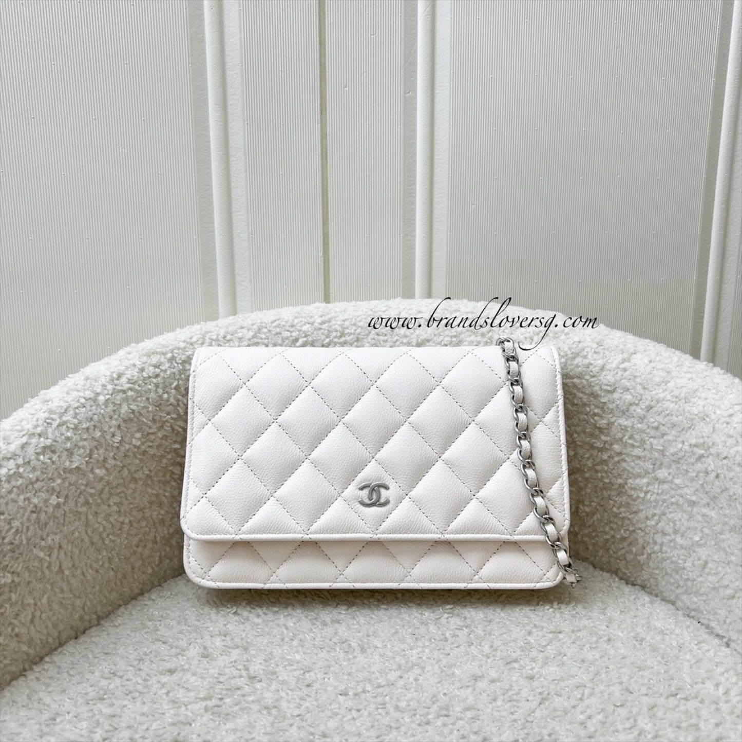 Chanel Classic Wallet on Chain WOC in White Caviar and Shw ( ) Handbag