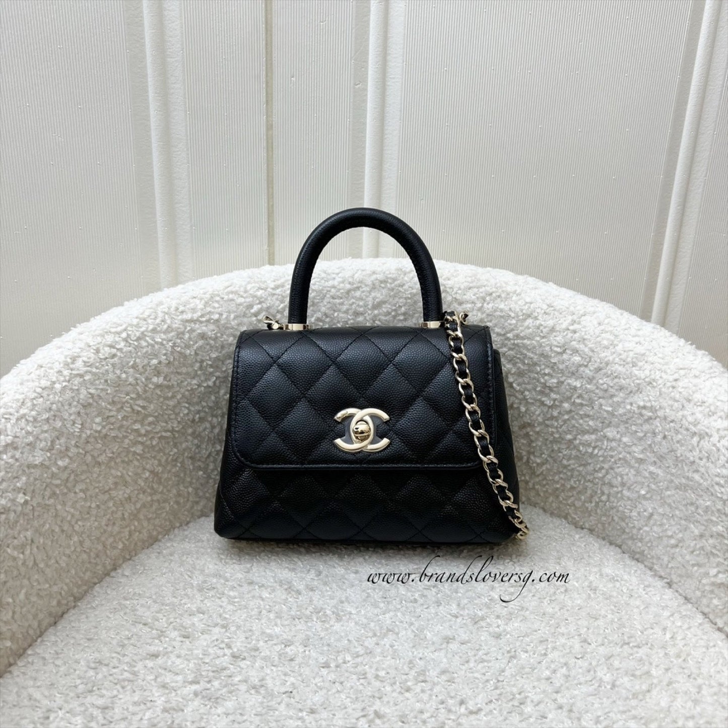 Chanel Micro Coco Handle Flap Bag In Black Caviar And Lghw ( )