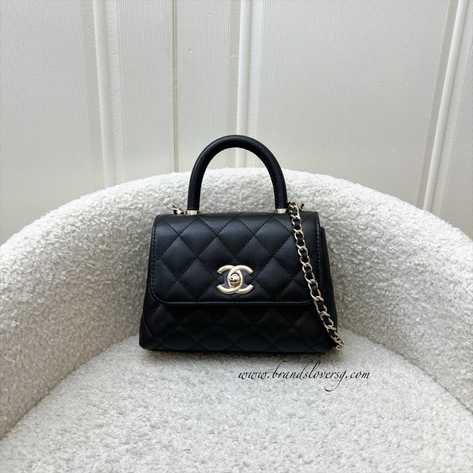 Chanel Micro Coco Handle Flap Bag In Black Caviar And Lghw ( )