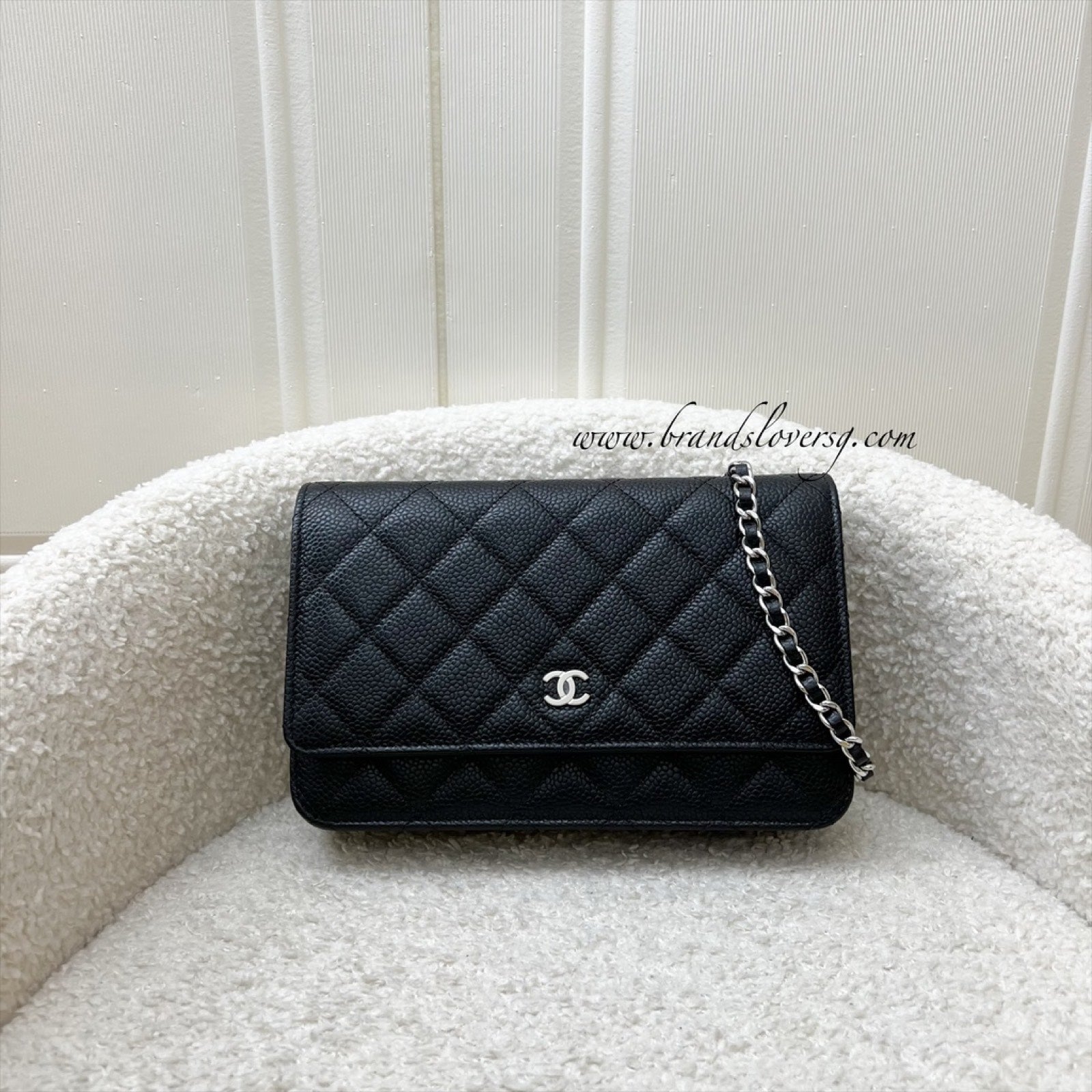 Chanel Classic Wallet on Chain WOC in Black Caviar and Shw Handbag