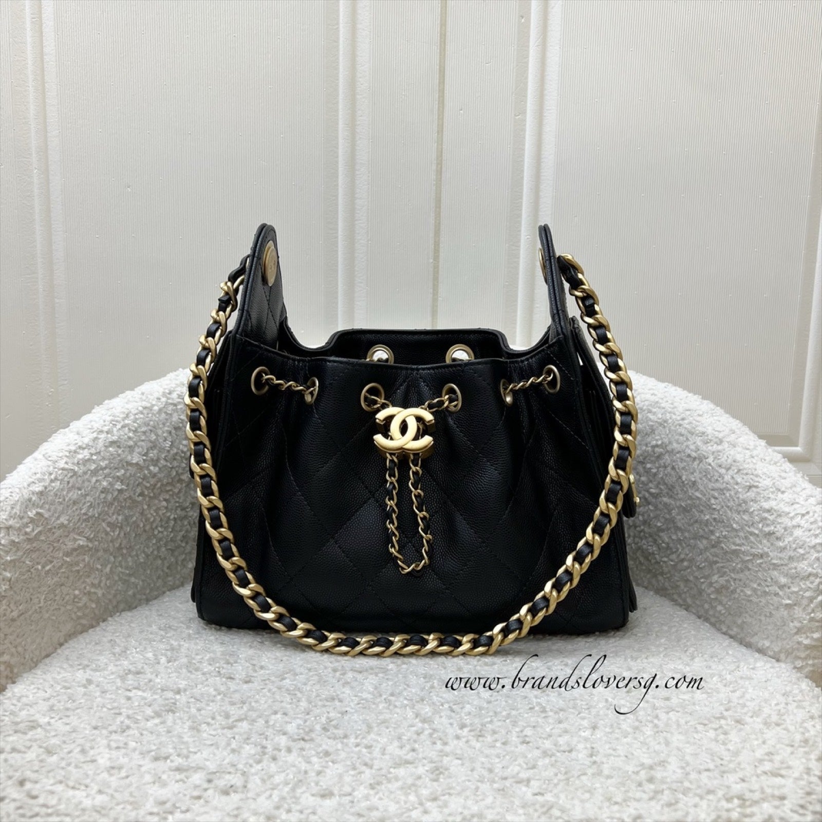 Chanel [bn Jan 2026] 25 Mini Hobo Bag in Black Caviar and Aghw ( )