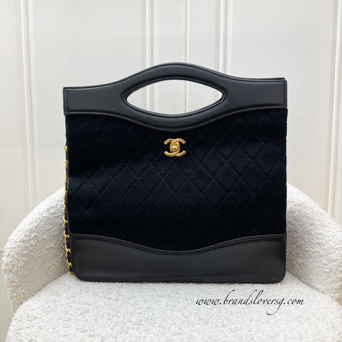 Chanel Large   31 Bag in Black Fabric and Lambskin and 24K GHW