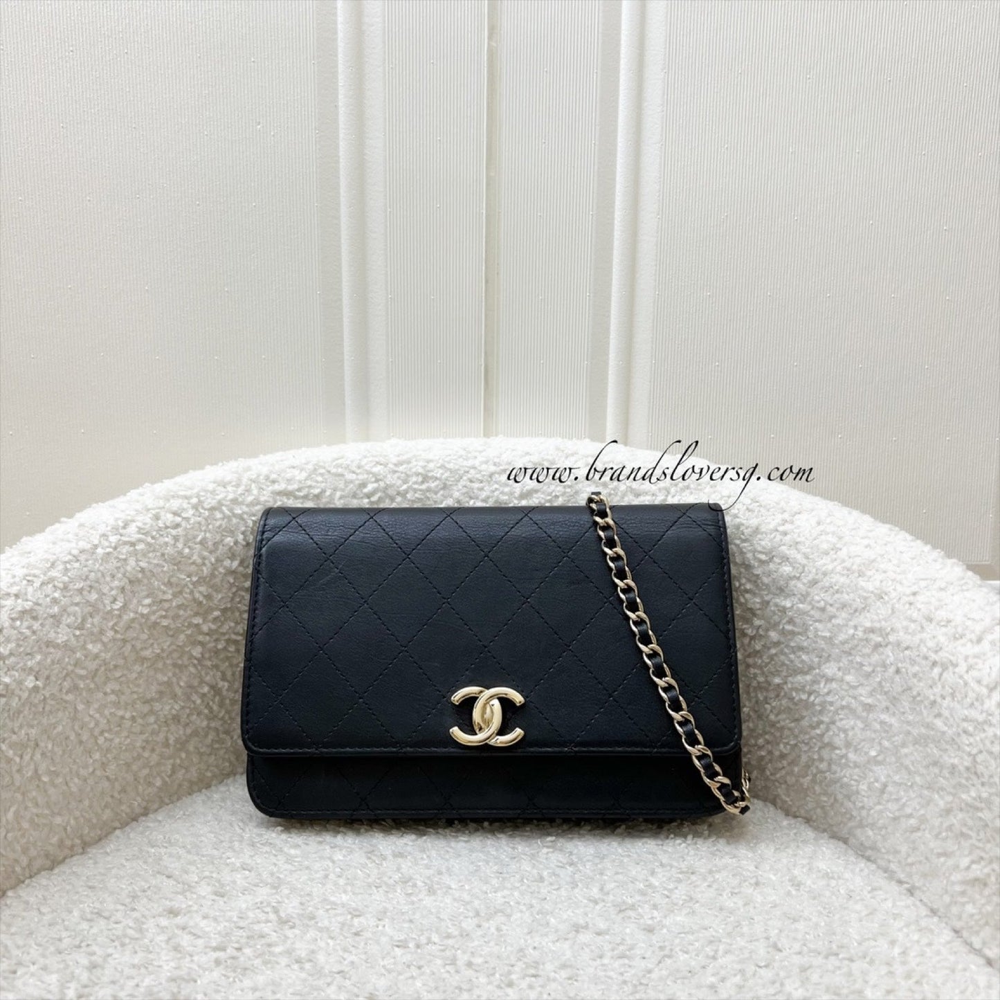Chanel Seasonal Wallet on Chain WOC in Black Lambskin and Lghw Handbag
