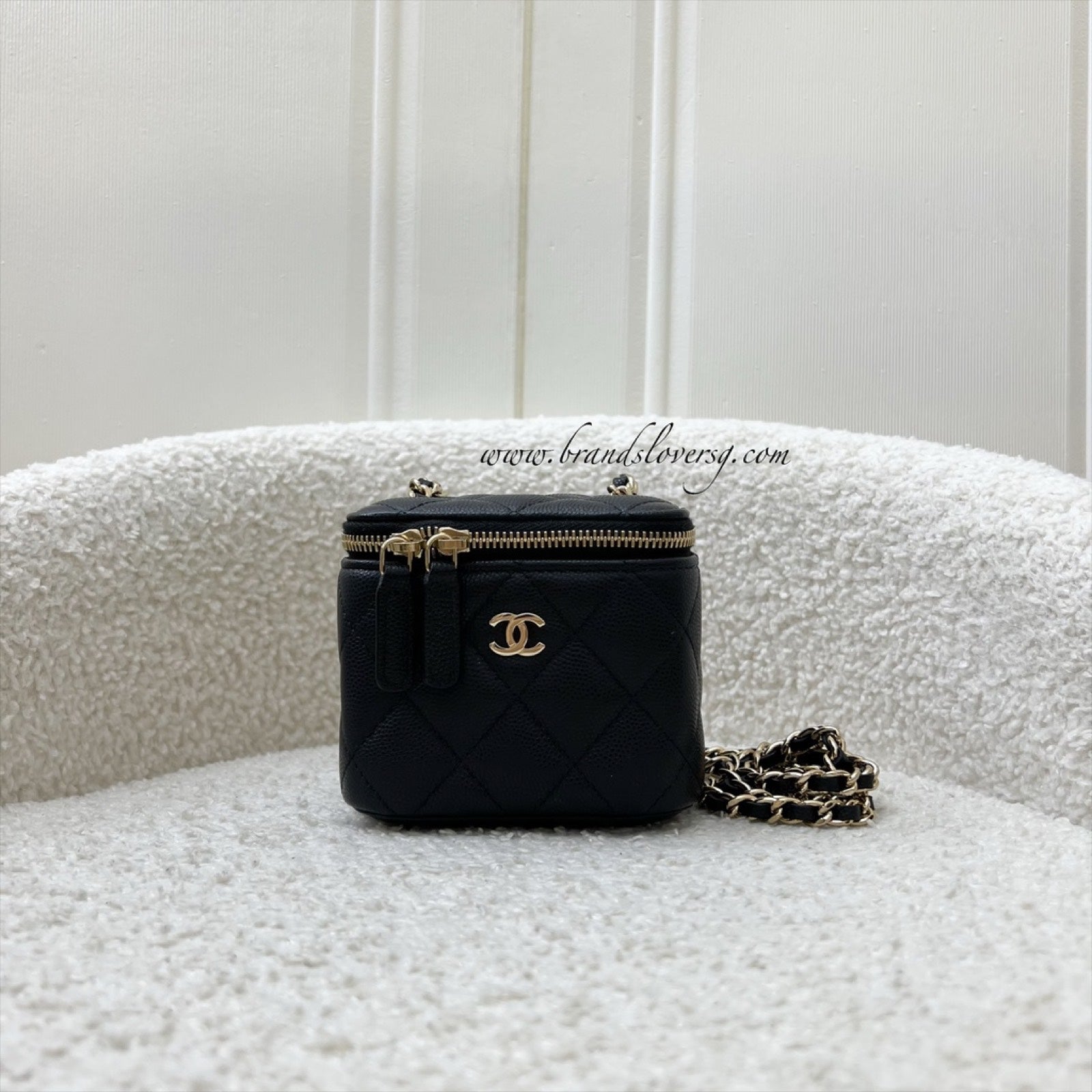 Chanel 20S Mini Cube Vanity in Black Caviar and Lghw Handbag