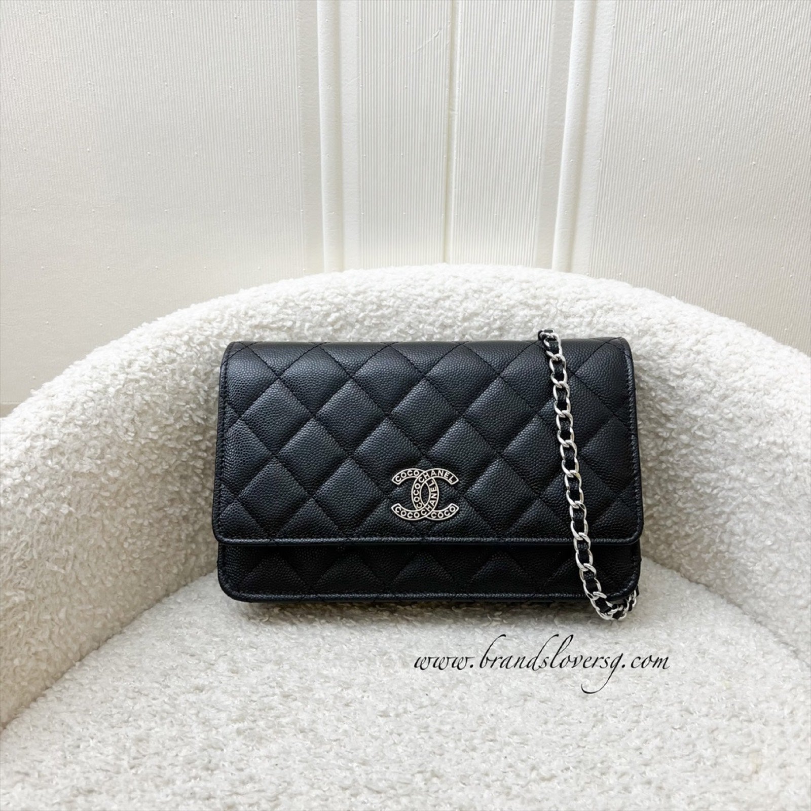 Chanel 25P Wallet On Chain Woc In Black Caviar And Shw ( ) Bag