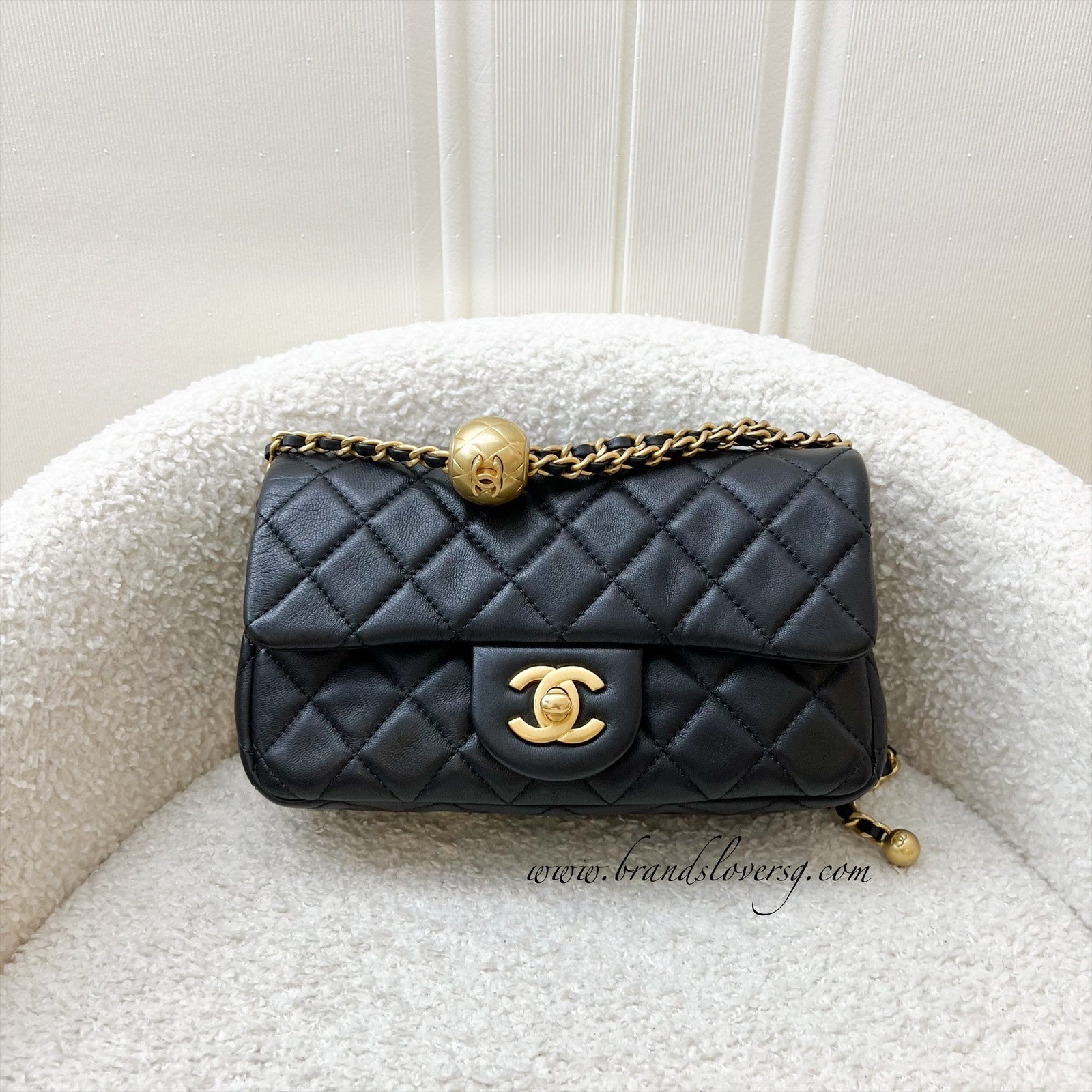 Chanel Pearl Crush Mini Rectangle Flap In Black Lambskin Aghw ( ) Bag