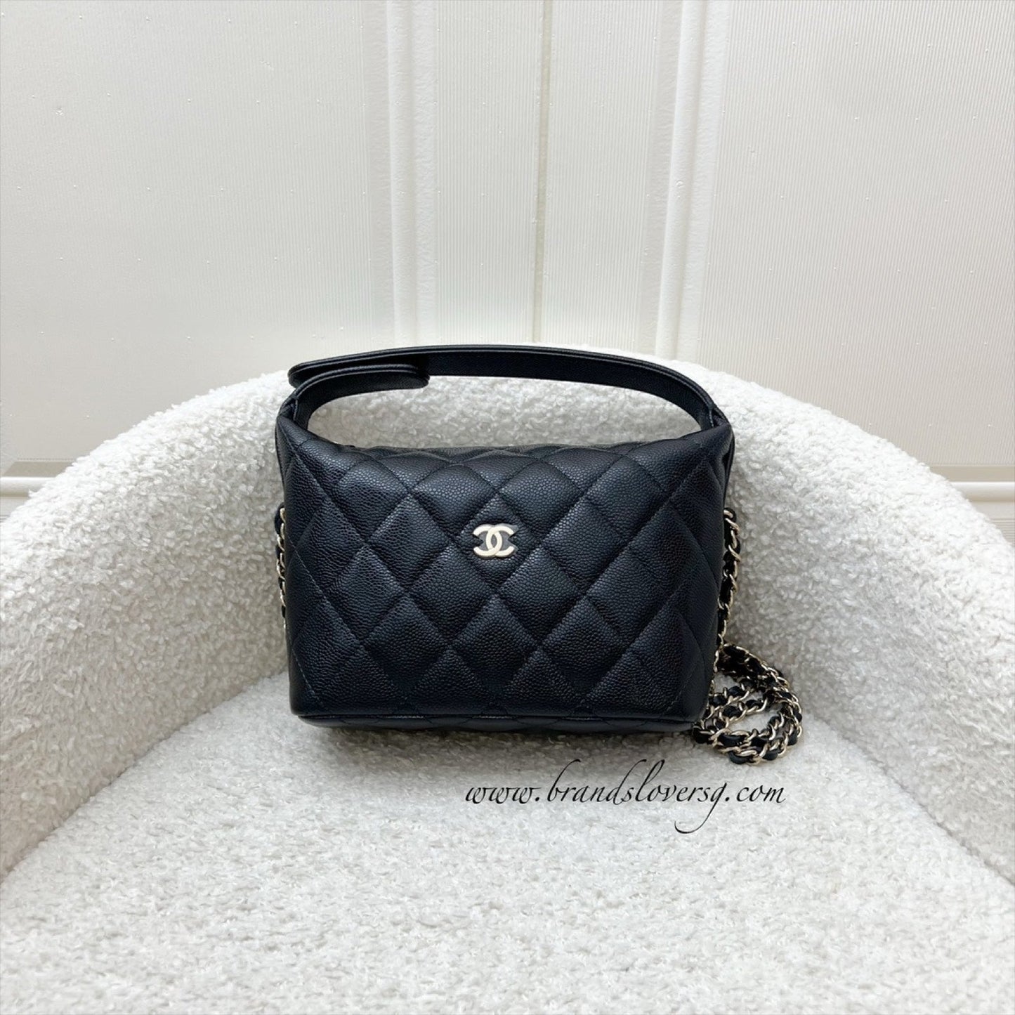 Chanel Classic Quilted Hobo Clutch On Chain In Black Caviar And Lghw (model: AP4386) 2