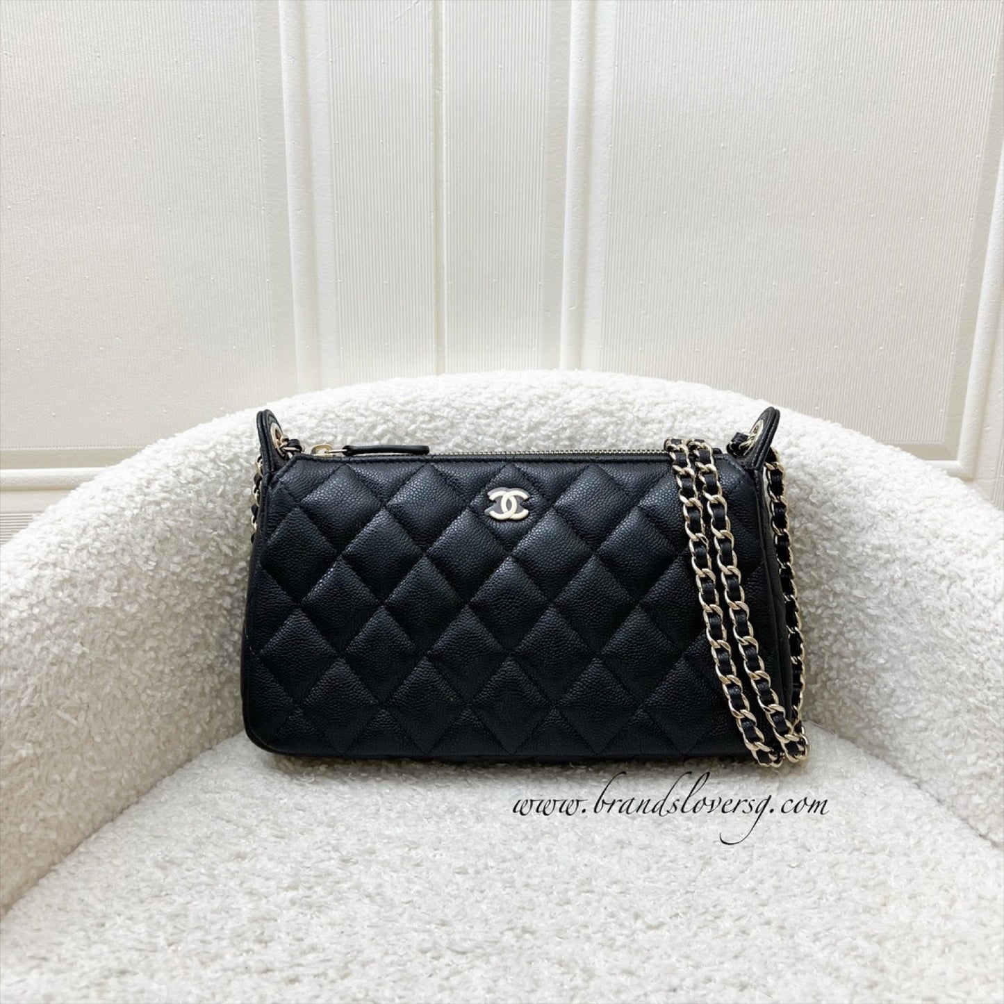 Chanel [Bn - Local Set - July ] 25A Clutch With Chain In Black Caviar Ghw ( )