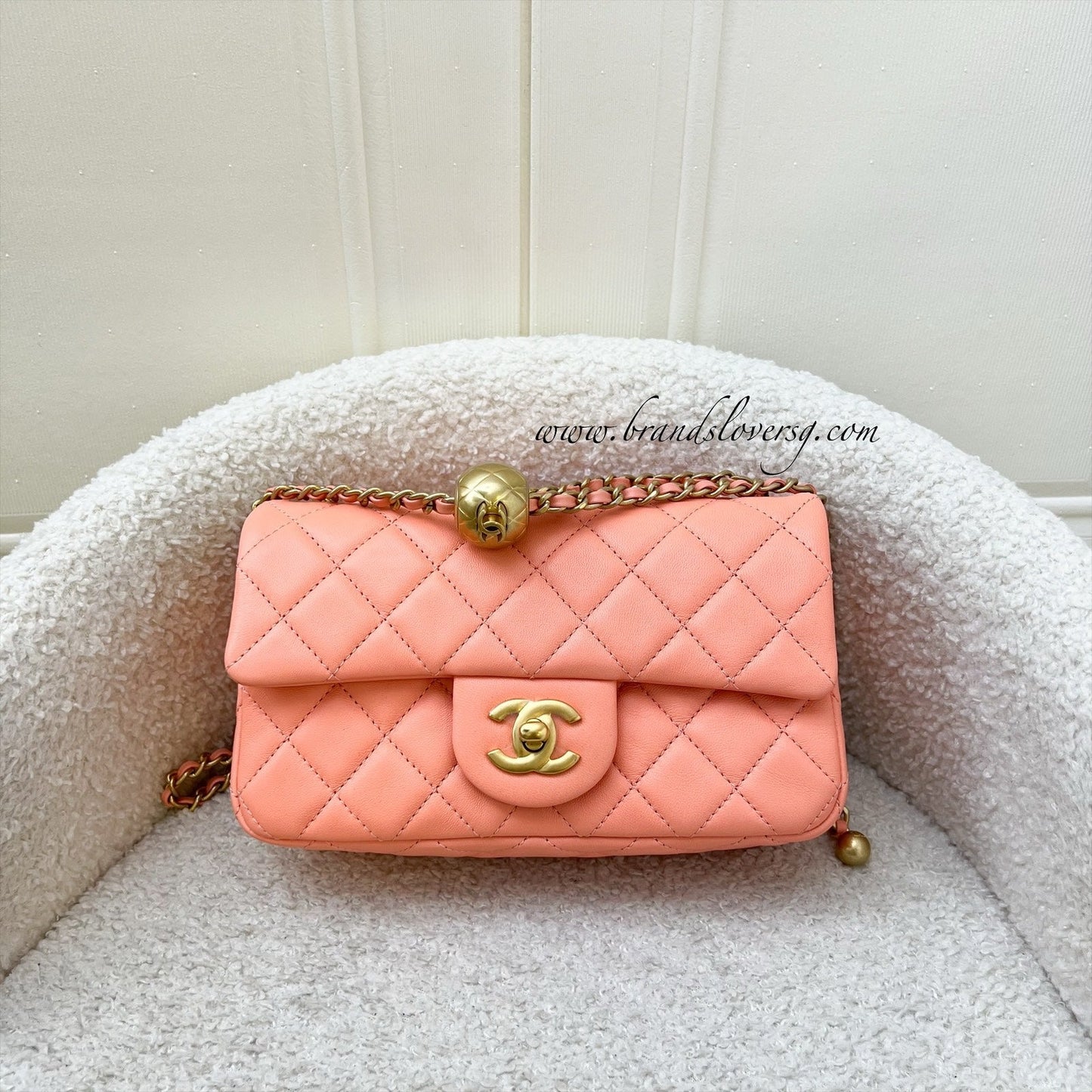 Chanel Pearl Crush Mini Rectangular Flap In Salmon Pink Lambskin And Aghw ( ) Bag