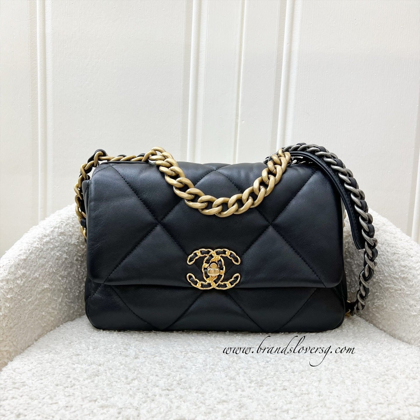 Chanel 19 Small Flap in Black Lambskin and 3 Tone Hw ( ) Handbag