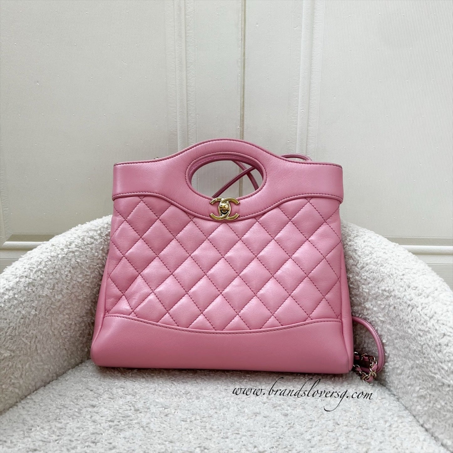 Chanel 31 Small Mini Shopping Bag In 25P Cotton Candy Pink Shiny Calfskin And Lghw