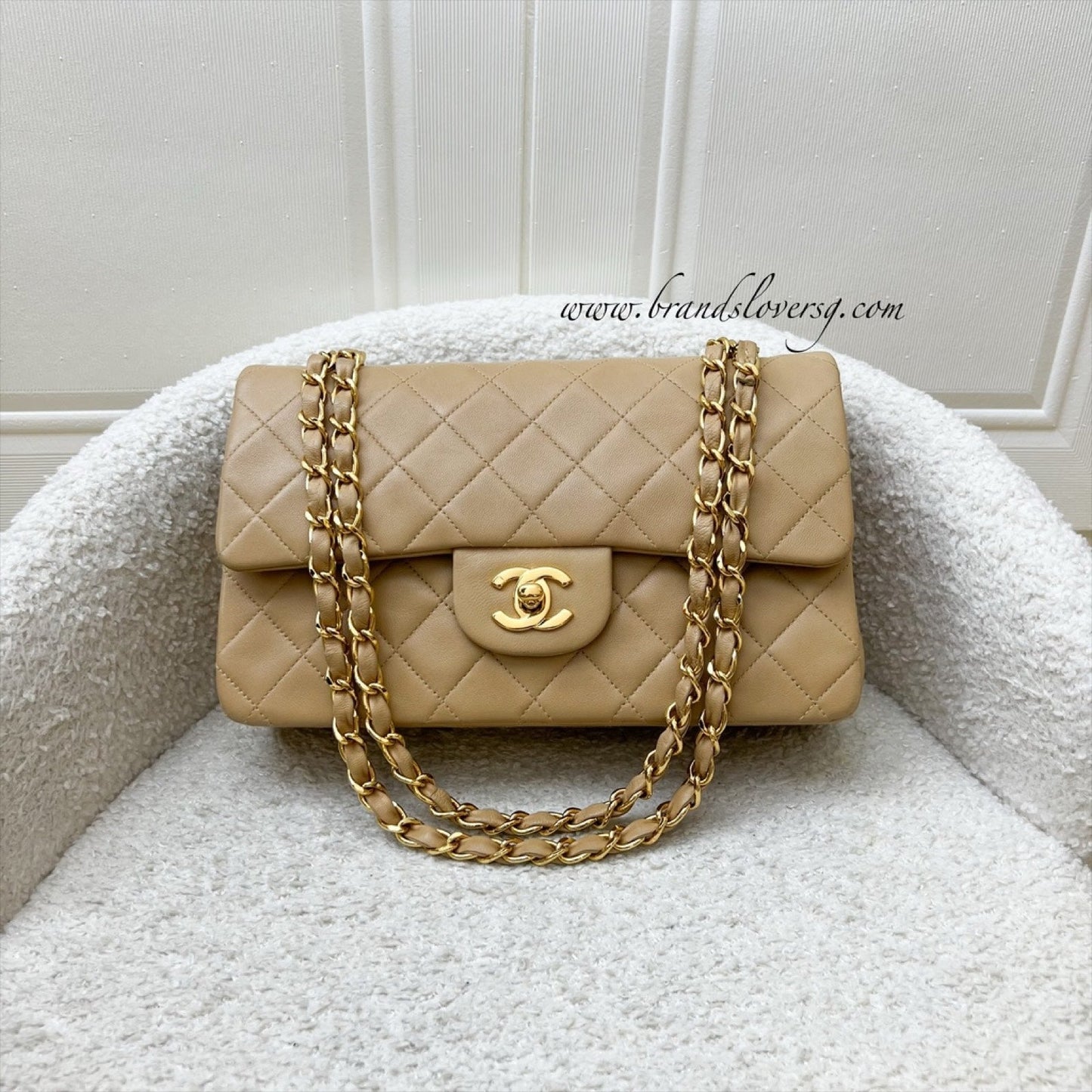 Chanel   Small Classic Flap CF in Milk Tea Beige Lambskin and 24K Gold Plated HW
