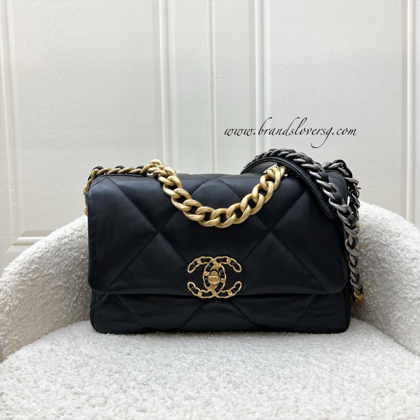Chanel 19 Small Flap in Black Goatskin and 3 Tone Hw ( ) Handbag
