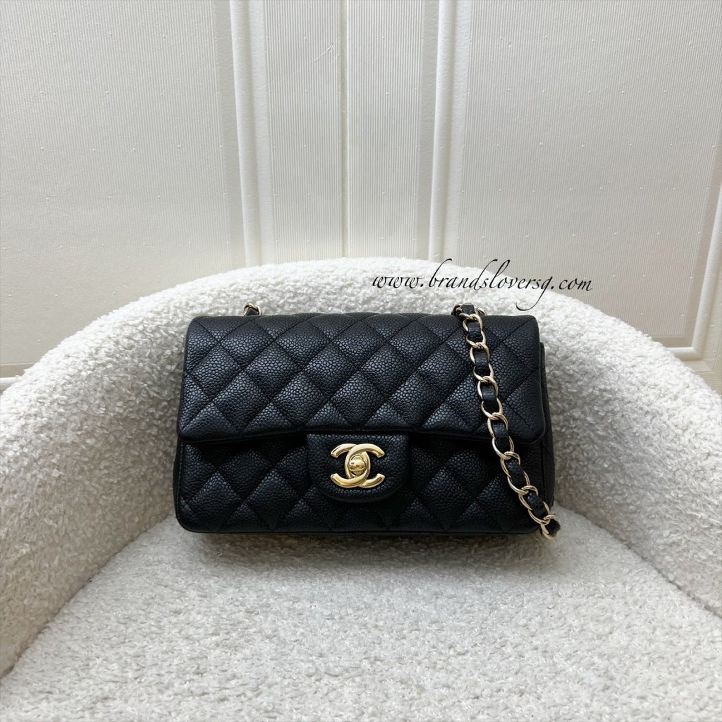 Chanel Classic Mini Rectangle Flap in Black Caviar and Ghw Handbag