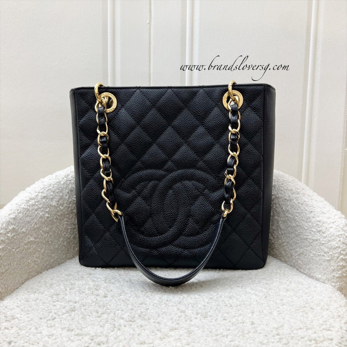 Chanel Petite Shopping Tote Pst in Black Caviar and Ghw ( )