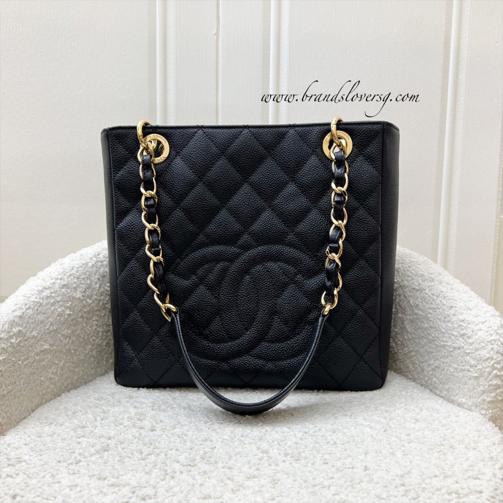 Chanel Petite Shopping Tote Pst in Black Caviar and Ghw ( )