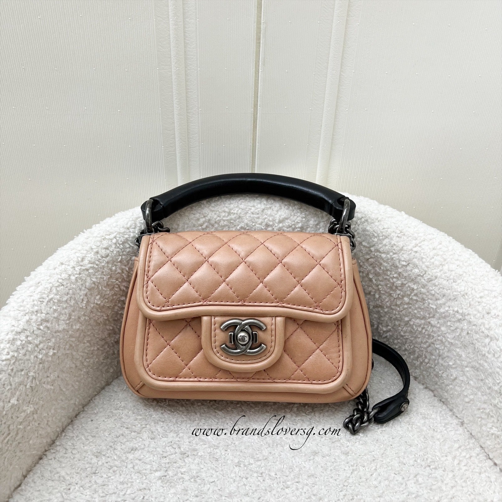 Chanel Seasonal Mini Flap Bag In Dark Beige Calfskin In Rhw
