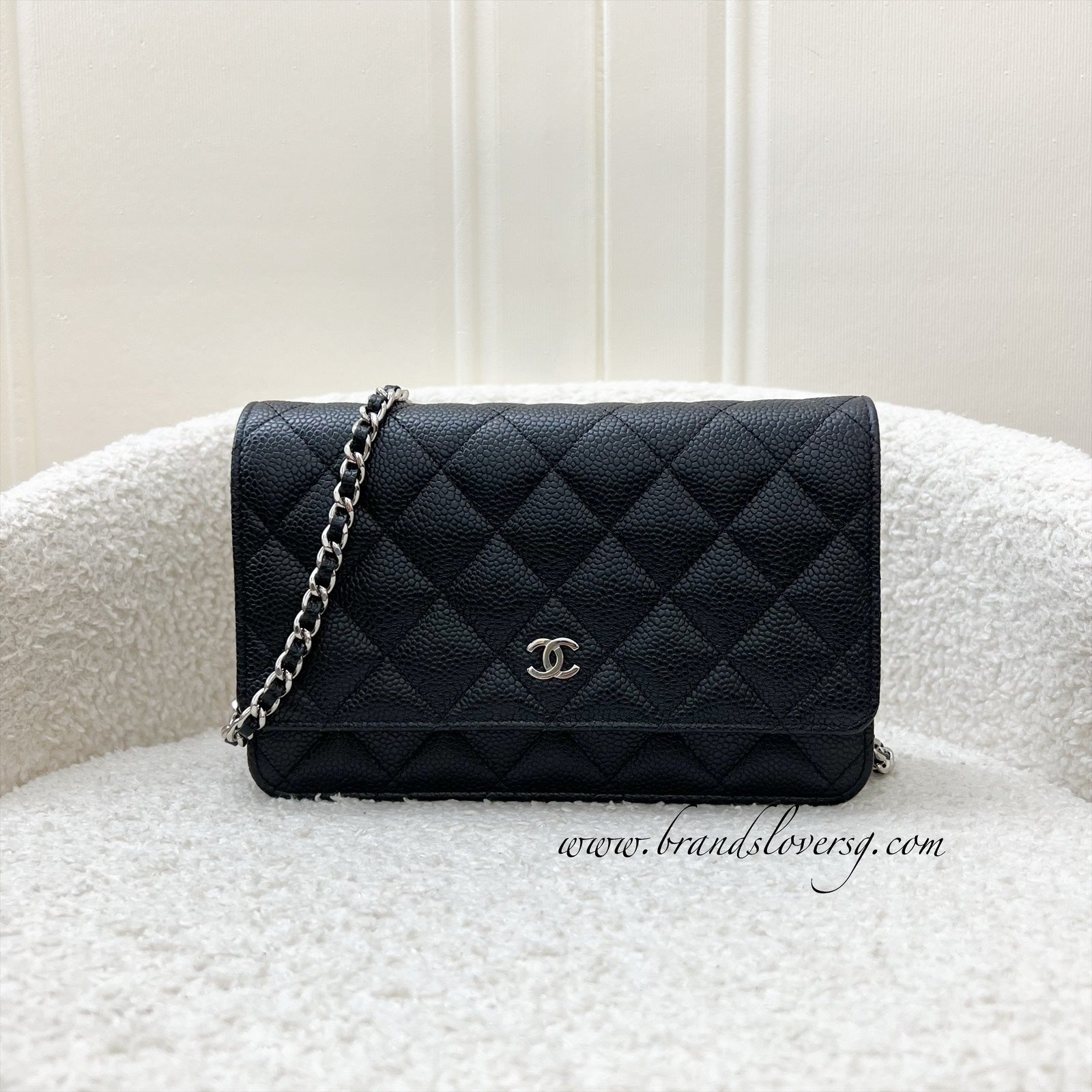 Chanel Classic Wallet On Chain WOC In Black Caviar And Shw (model: AP0250) 2