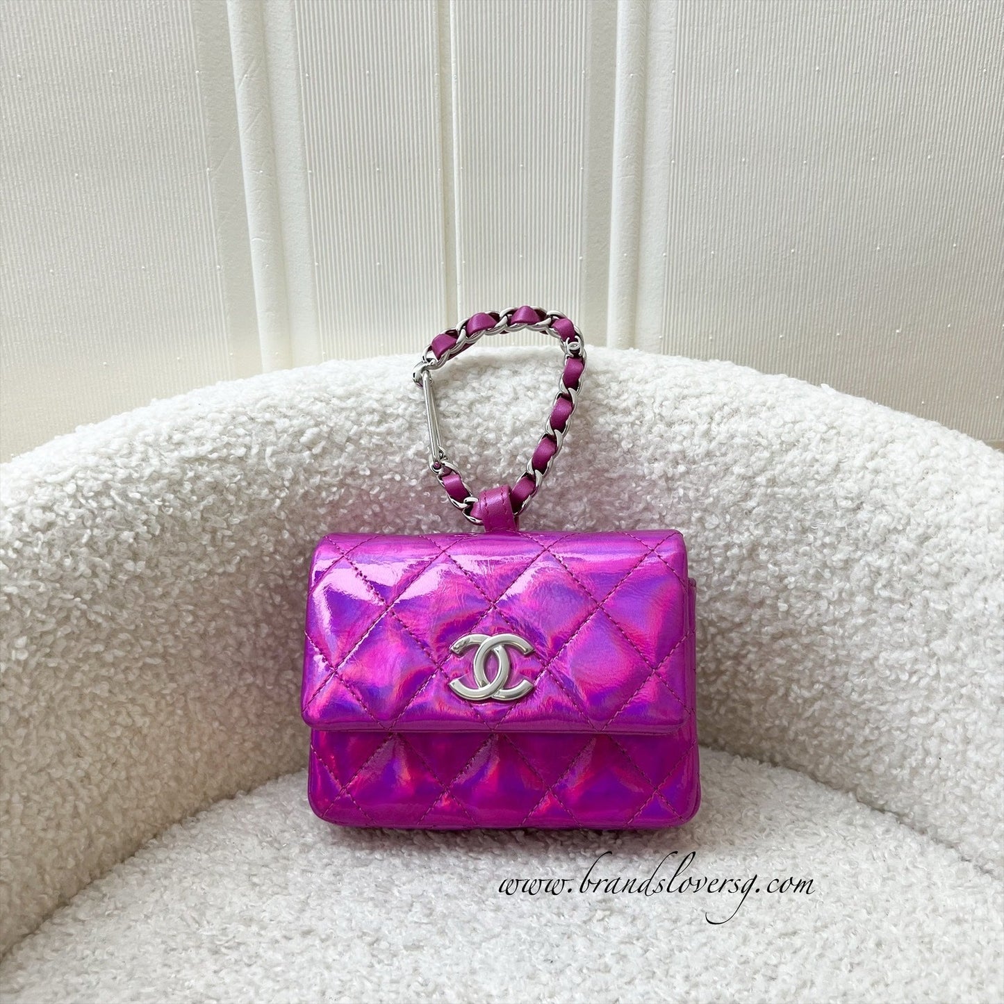 Chanel 24C Micro VIP Clutch in Fuchsia Pink Iridescent   Goatskin SHW