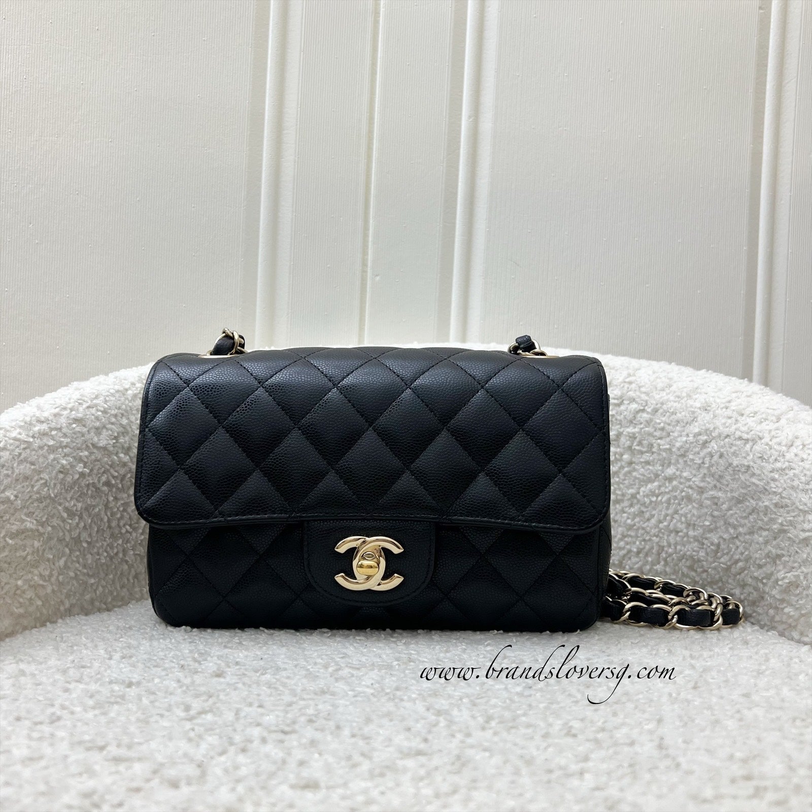 Chanel [Rare!] Classic Mini Rectangular Flap In 17C Black Caviar And Ghw Bag