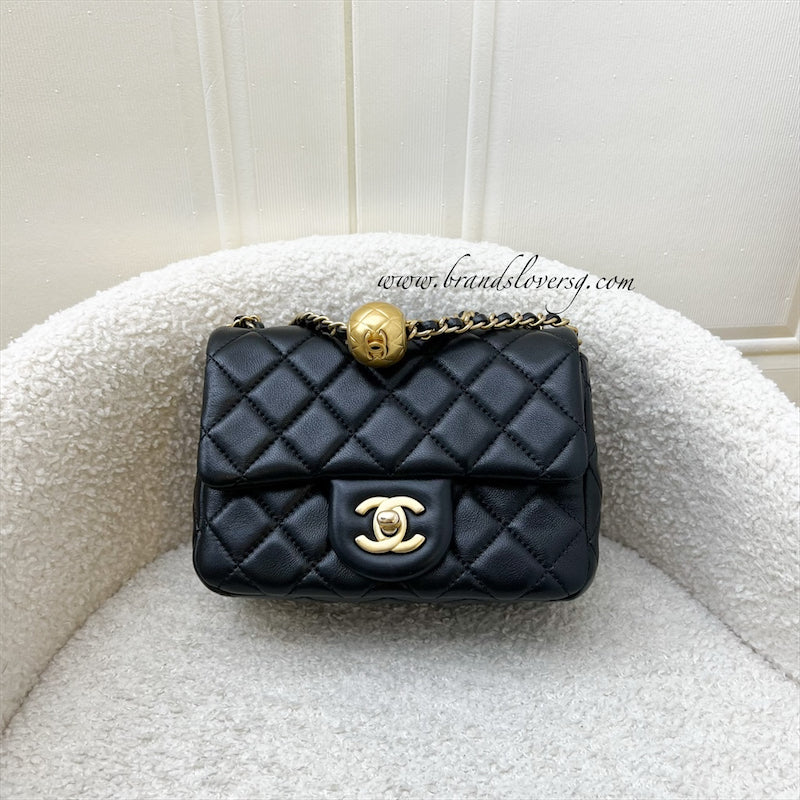 Chanel Pearl Crush Square Mini Flap in Black Lambskin and Aghw ( ) Handbag