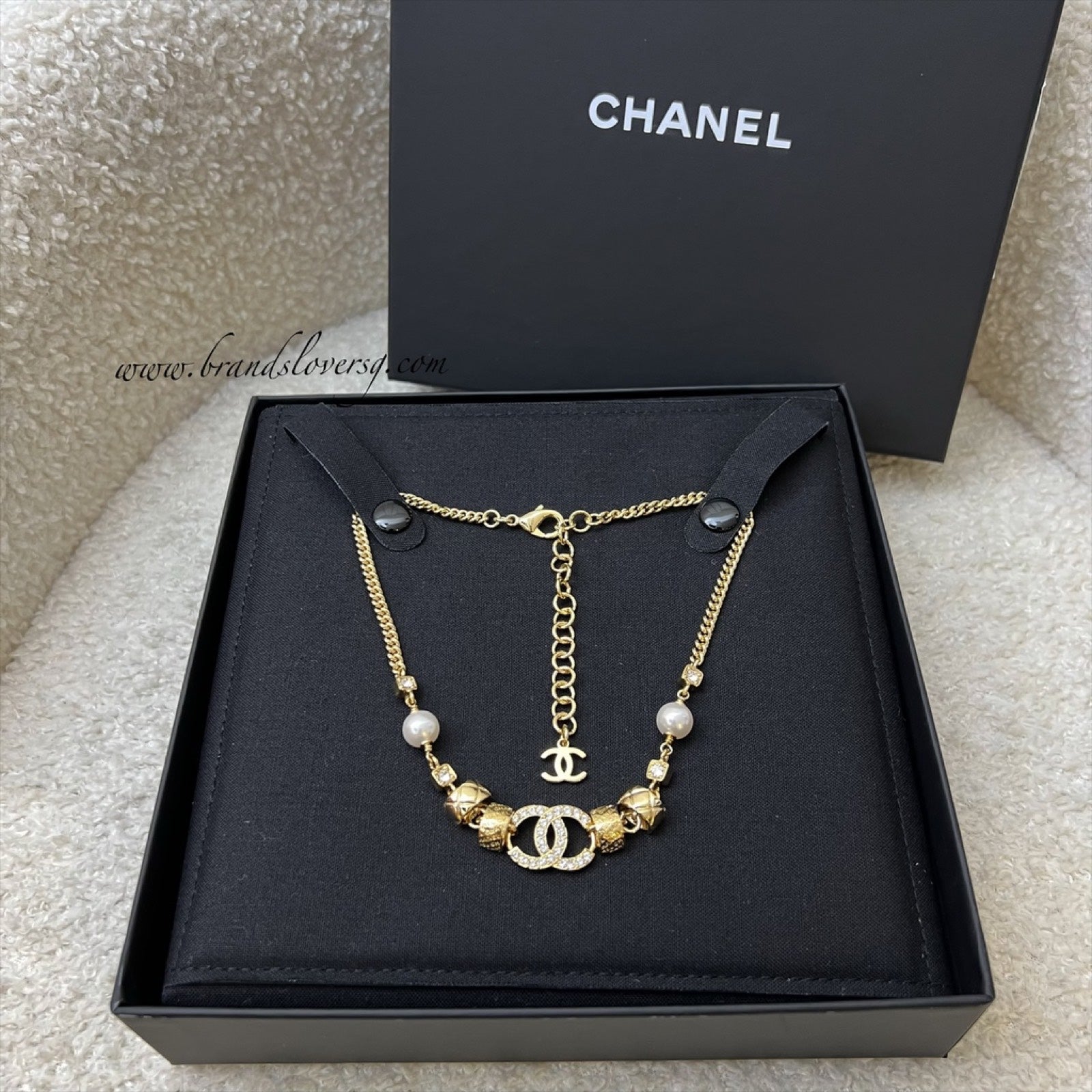Chanel 24P Cc Logo Necklace Choker With Diamantes And Pearls And Ghw ( )