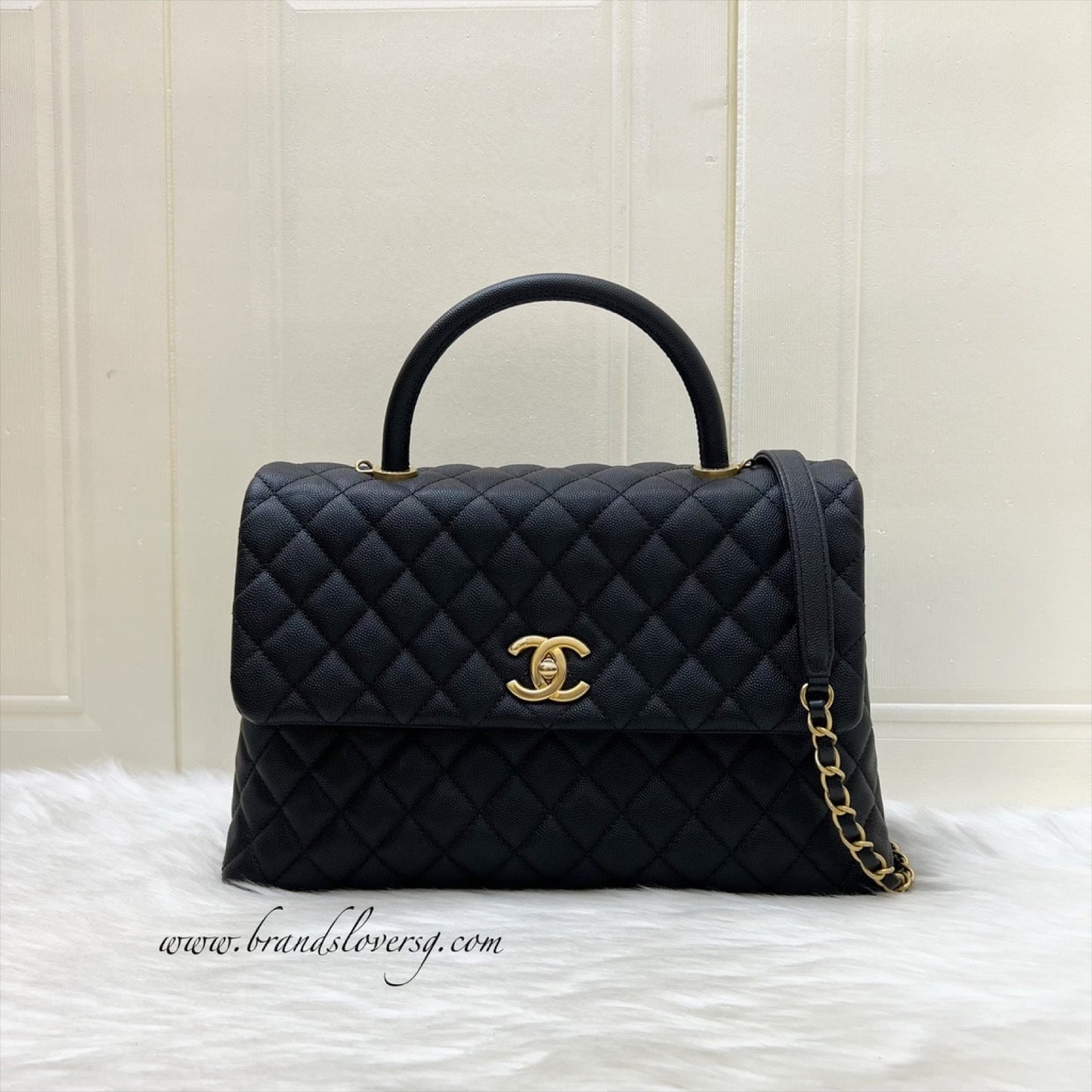 Chanel Large 32Cm Coco Handle Flap In Black Caviar And Aghw Bag