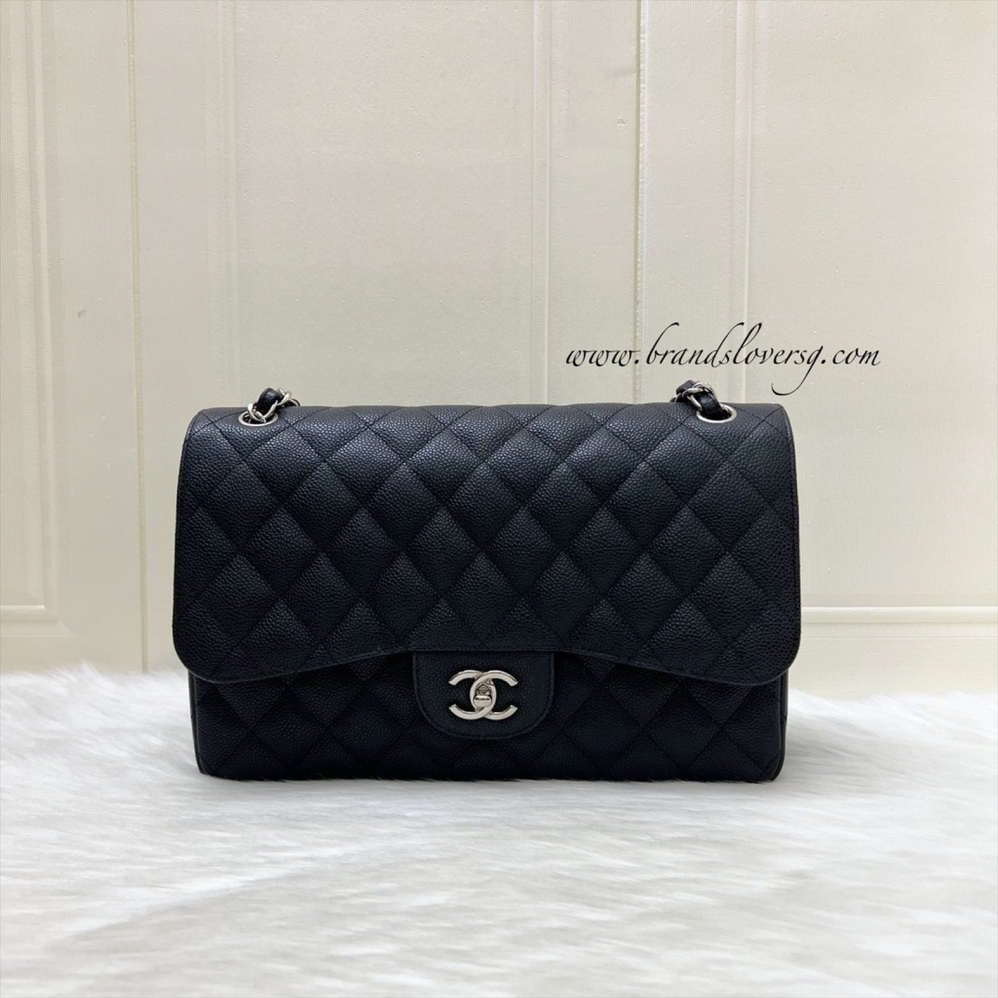 Chanel Jumbo Classic Flap CF in Black Caviar and SHW