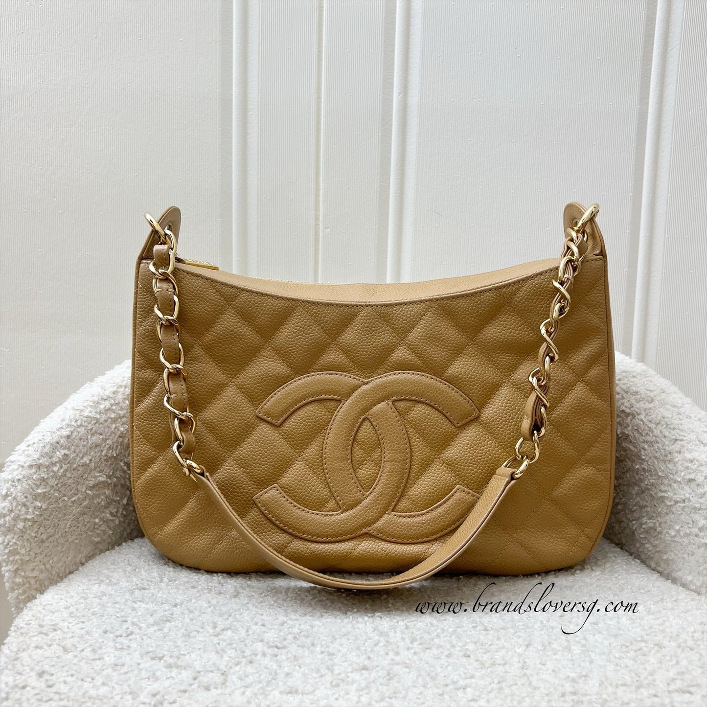 Chanel   Half Moon Timeless Hobo in Beige Caviar and GHW