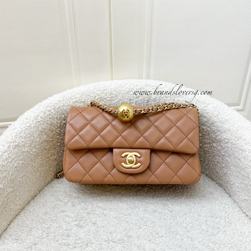Chanel Pearl Crush Mini Rectangle Flap In 24K Caramel Lambskin Aghw ( ) Bag