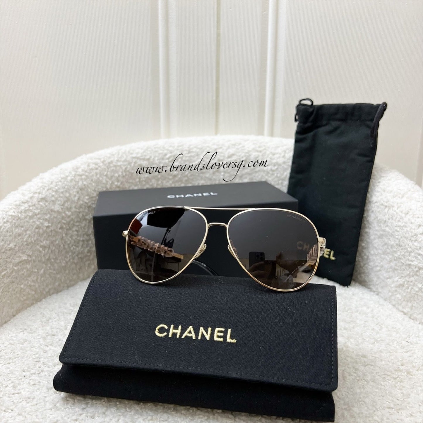 Chanel Chanel Logo Aviator Sunglasses Bag