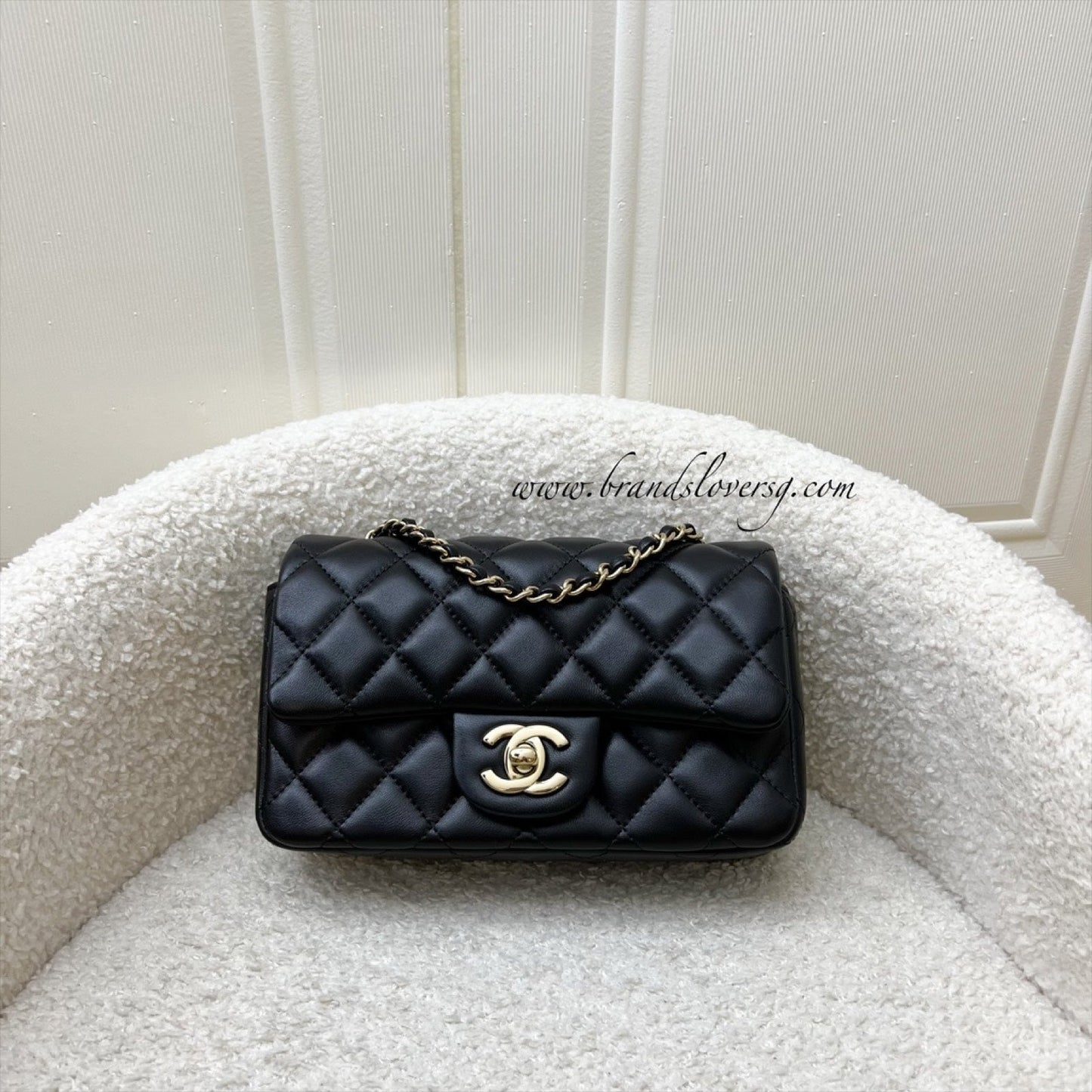 Chanel 24K Extra Mini Rectangular Flap in Black Lambskin and Ghw ( ) Handbag