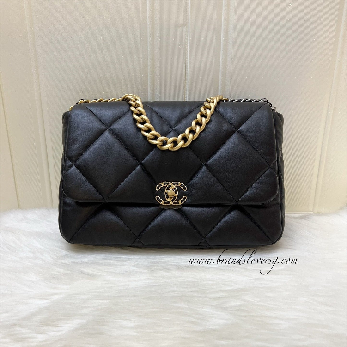 Chanel 19 Maxi Flap in Black Lambskin and 3 Tone Hw ( ) Handbag