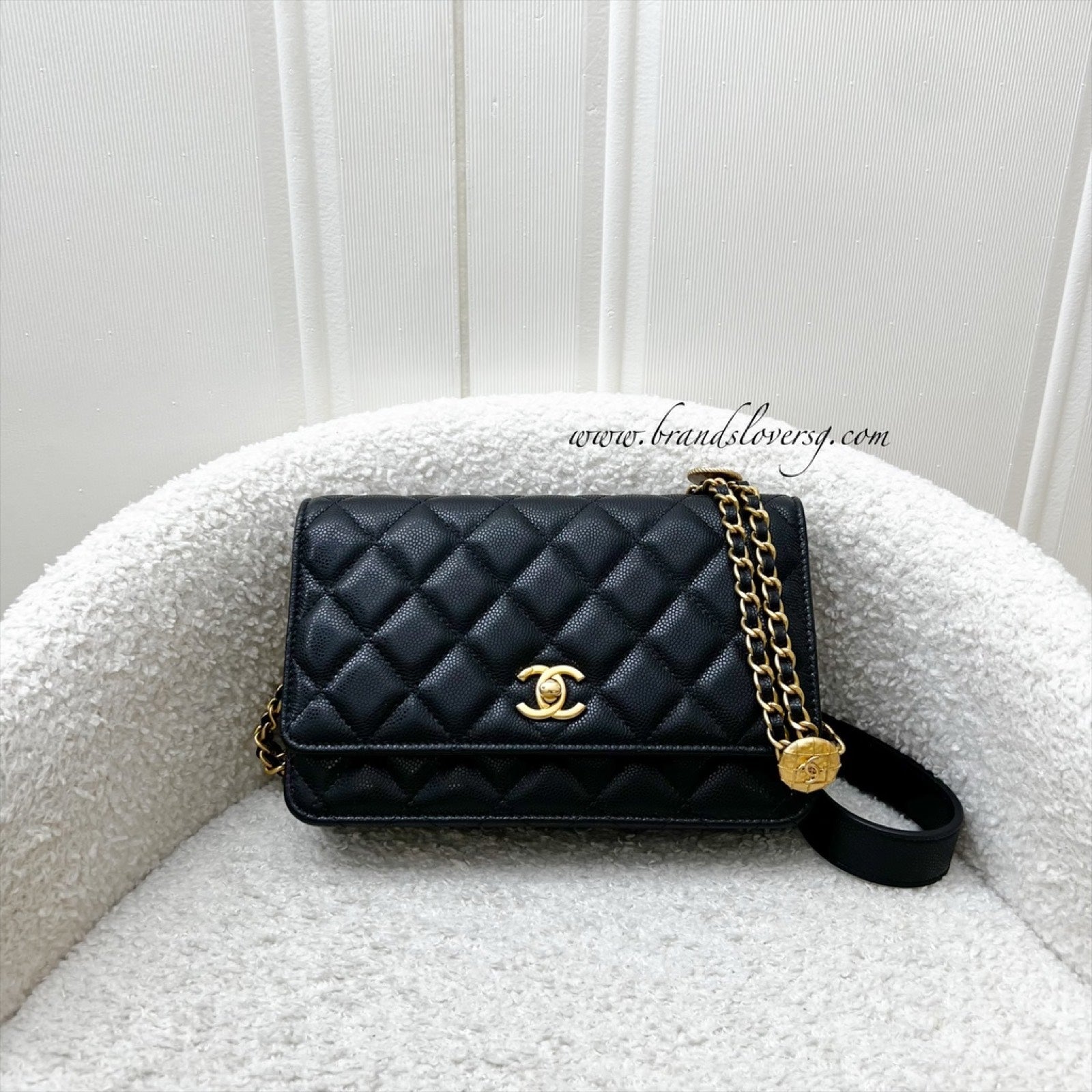 Chanel Twist Your Buttons Wallet on Chain WOC in Black Caviar and Aghw ( ) Handbag
