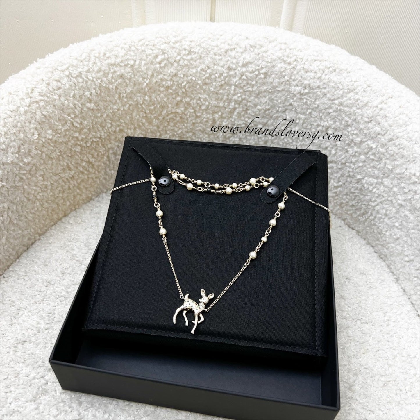 Chanel 26C VIP Bambi Deer Necklace with Pearls in LGHW