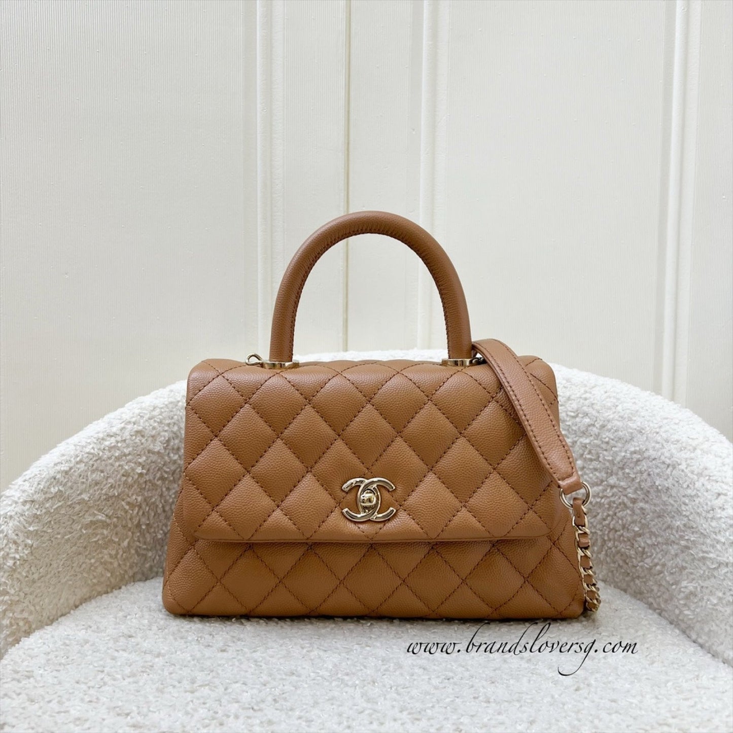 Chanel Small 24CM Coco Handle Flap in Caramel Caviar and Lghw ( ) Handbag